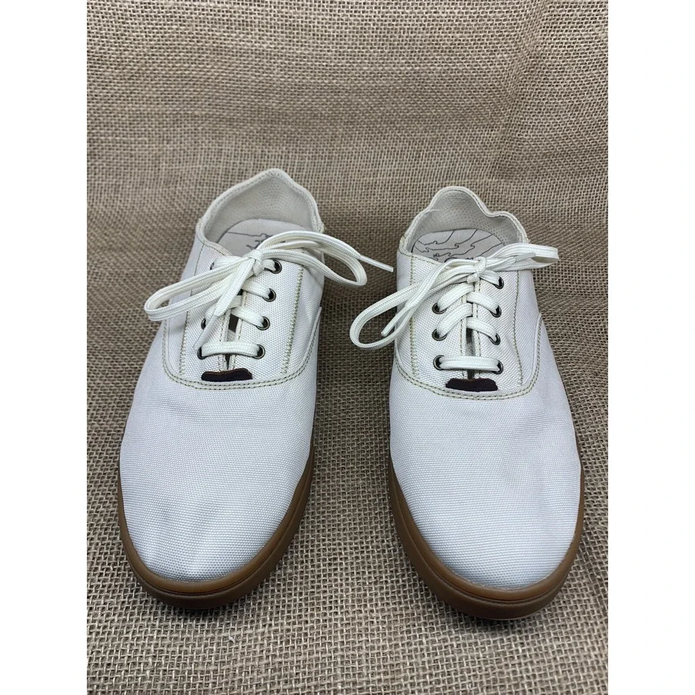OluKai Men's White Kahu‎ Lace Up Canvas Boat Shoe Size 8 EUR 40